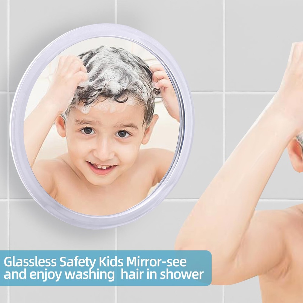 Fogless Shower Mirror for Shaving and Makeup with 3 Removable Powerful Suctio...