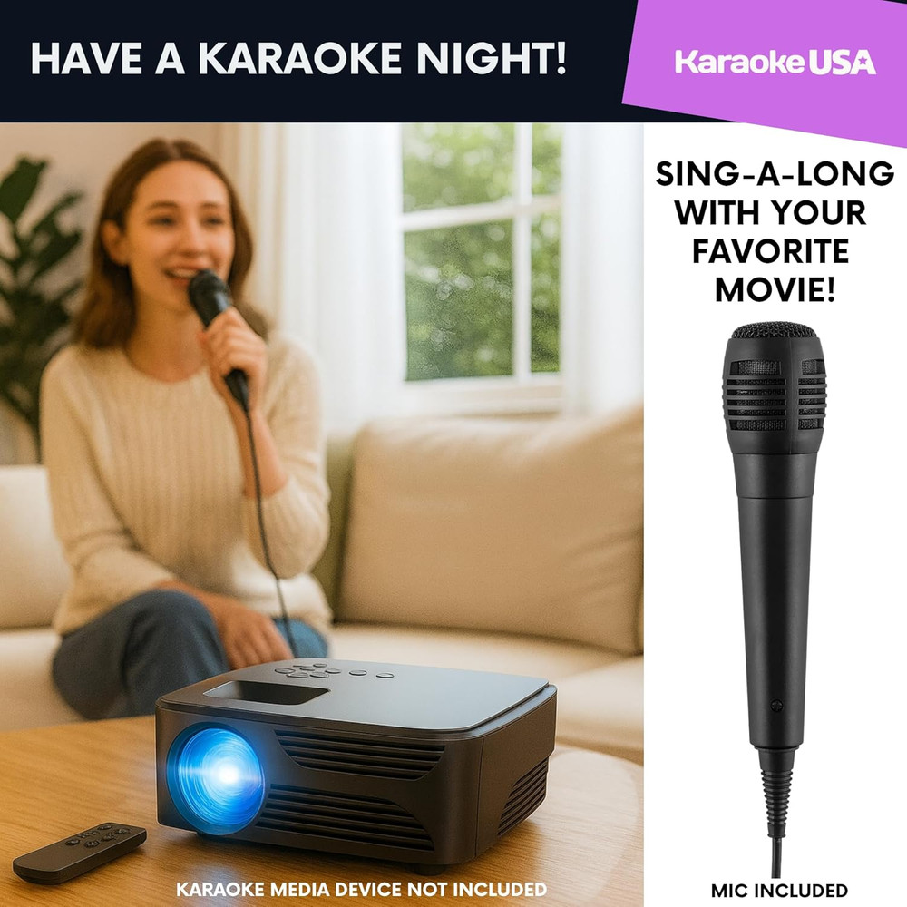 Mini Bluetooth Projector with Screen, Karaoke Microphone & Remote Control | Port