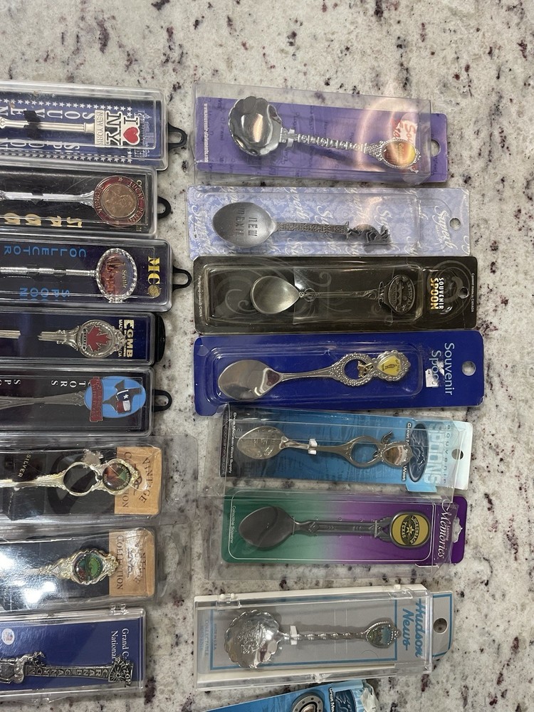 Souvenir Spoons Vintage Collection Metal Enamel Assorted