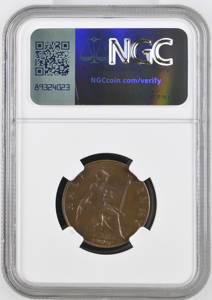 1906 Halfpenny NGC MS62 Edward VII