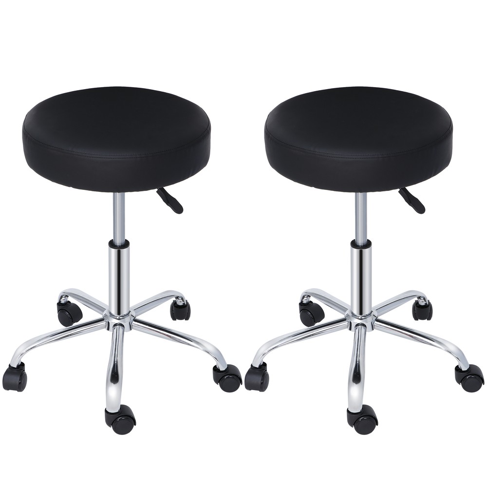 2PCS Adjustable Height Swivel Stool Spa Salon Chair Spa Stool Thick Pad