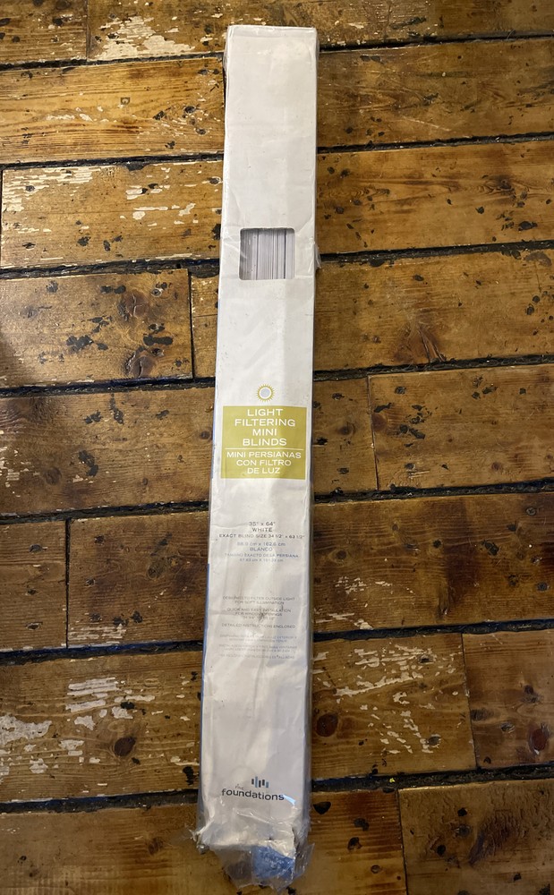 Fine Foundations Light Filtering Mini Blinds 35” x 64” WHITE NEW