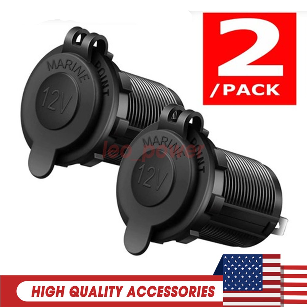 For 12V Car Marine ATV 2 Pieces Cigarette Lighter Power Plug Socket