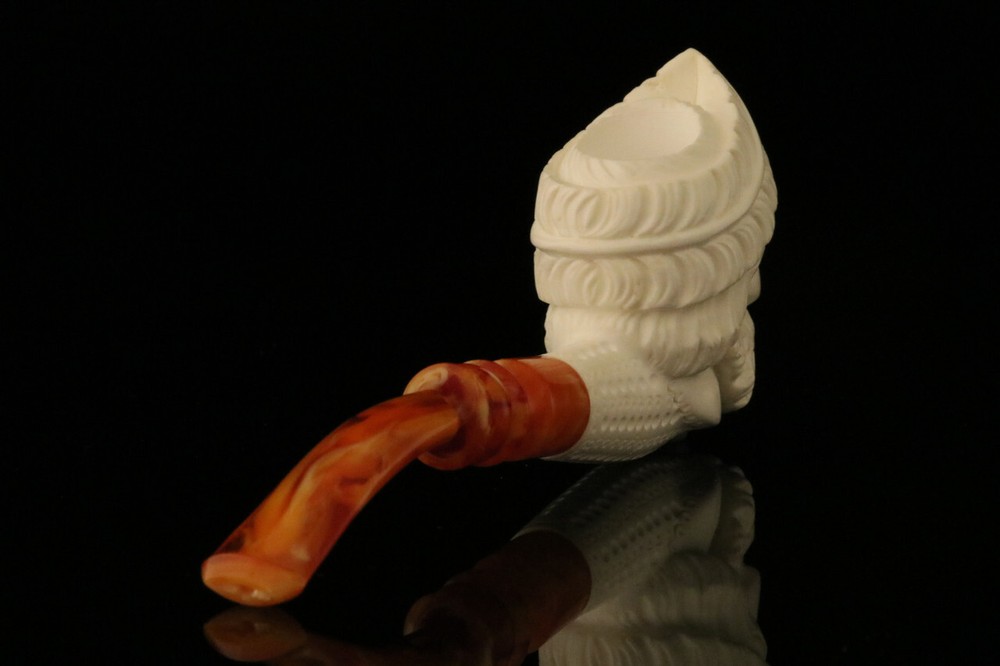 Zeus Skull Block Meerschaum Pipe with custom case M1603