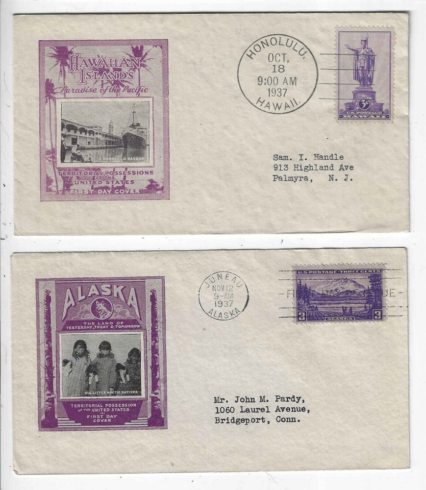 FDC's  #799-802   Possessions -  1937  Ioor