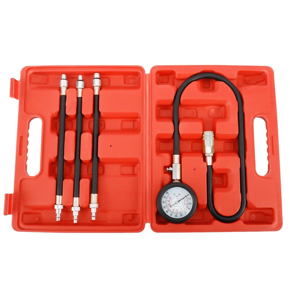 Engine Cylinders Diagnostic Tester Compression Gauge Test Tool Set with 4 Hoses