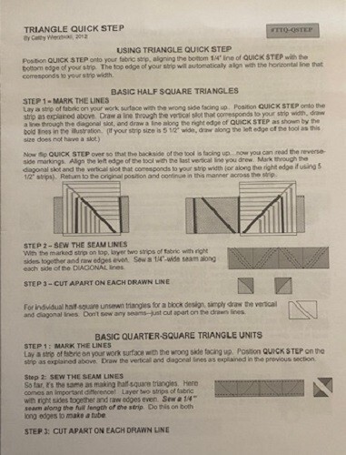 Quilting Triangle Quick Step Ruler/Template - Make Triangles in 9 Sizes