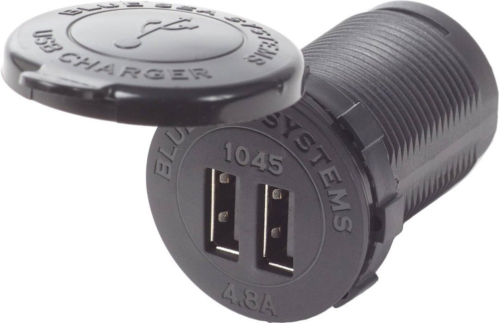 BLUE SEA 12/24VDC SOCKET DUAL USB- 1045-BSS