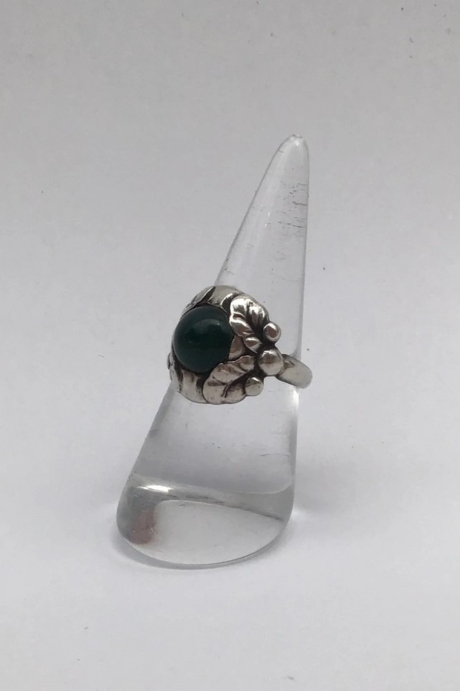 Georg Jensen Sterling Silver Ring No. 11B (Green Agate)