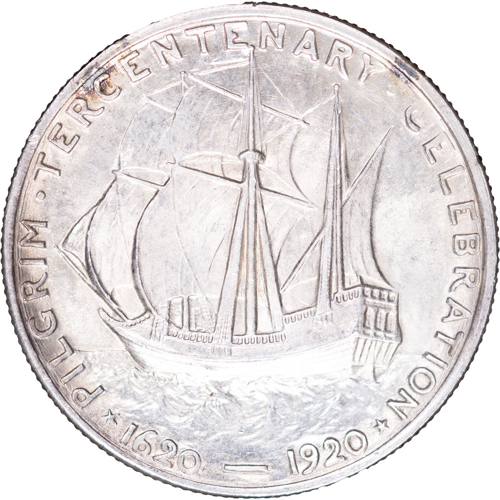 1921 50c Pilgrim Commemorative Silver Half Dollar ~ Uncirculated