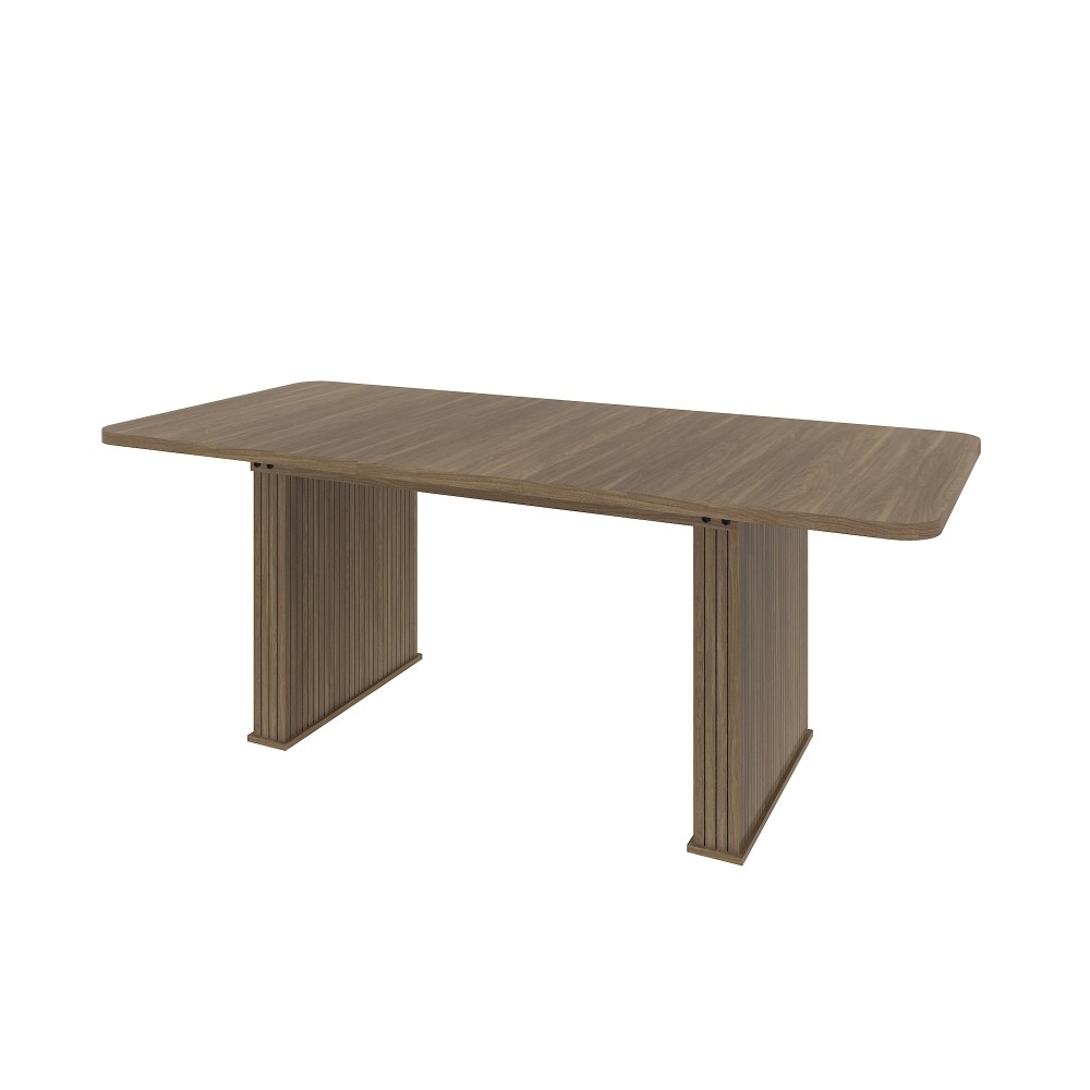 Beige Brown Extendable Dining Table Modern Wood Kitchen Table Double Robust