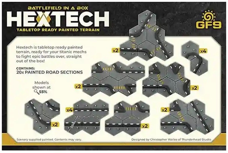 HexTech Terrain: Trinity City: Road Intersections (20 pieces)