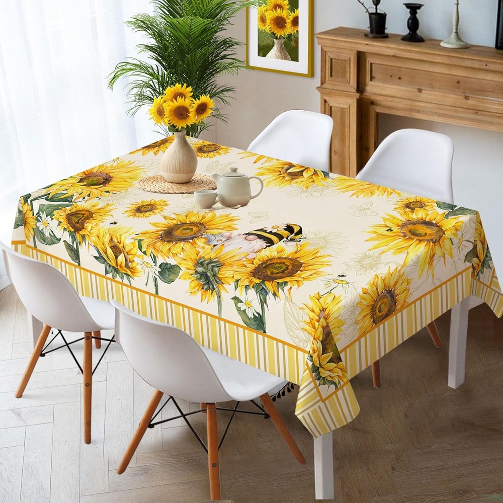 Hexagram Sunflower Tablecloth 60x84 Inch 60" x 84" (Rectangular),