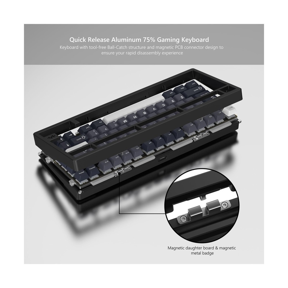 Womier RD75 Pro 75% Keyboard, Quick Release Wireless Aluminum Gaming Keyboard...