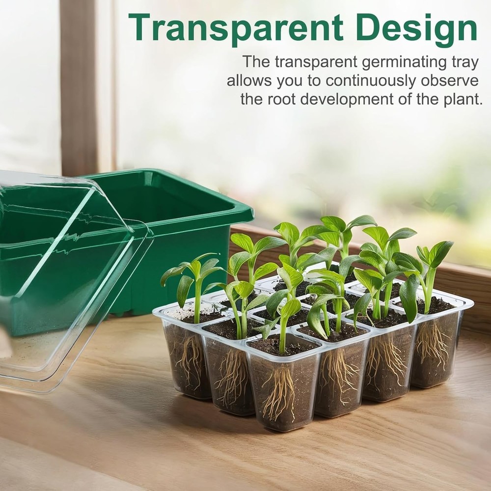 10 Pack Seed Starter Tray Seed Starter Kit with Adjustable Humidity Dome Plastic