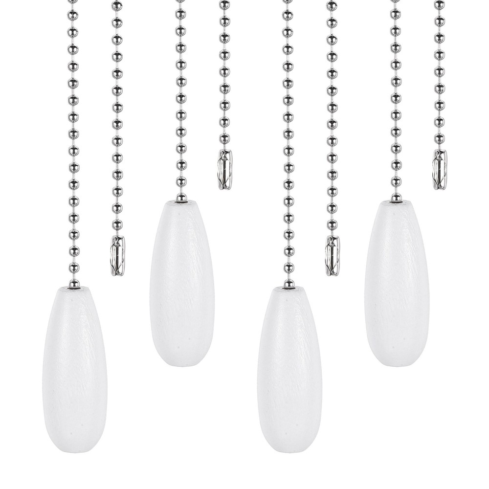 Wooden Ceiling Fan Pull Chain, 4Pcs 12" Pendant Extension Chains, White