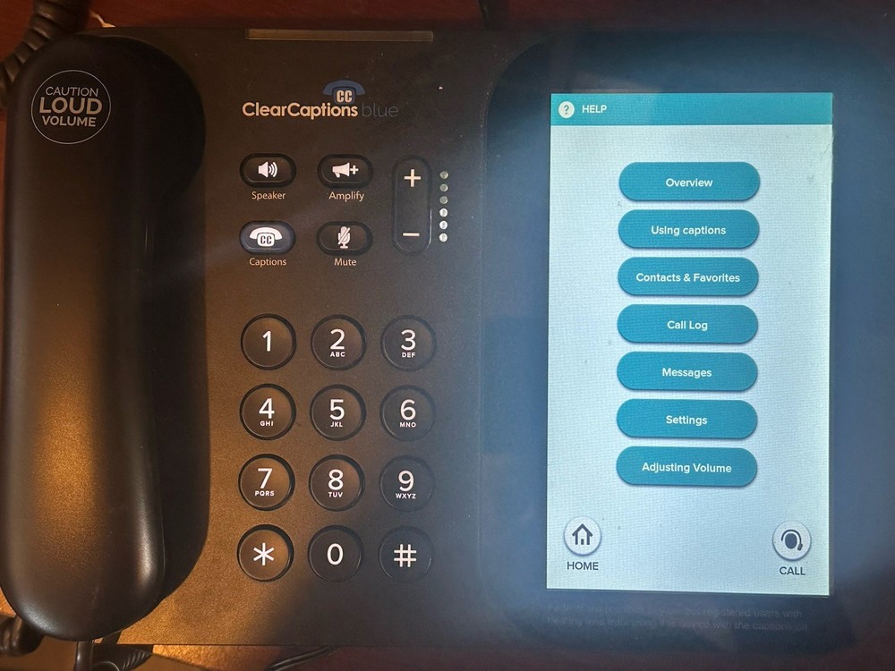 ClearCaptions Blue Phone for Hearing Impaired Captioning Model BLUE w/ Cords