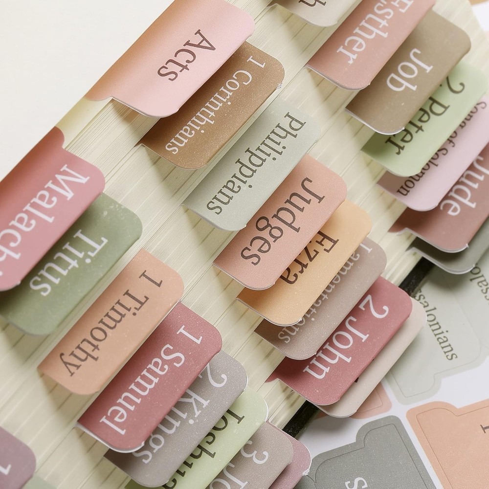 Customizable Boho Bible Tabs - 75 Set with Alignment Guide for Easy Use