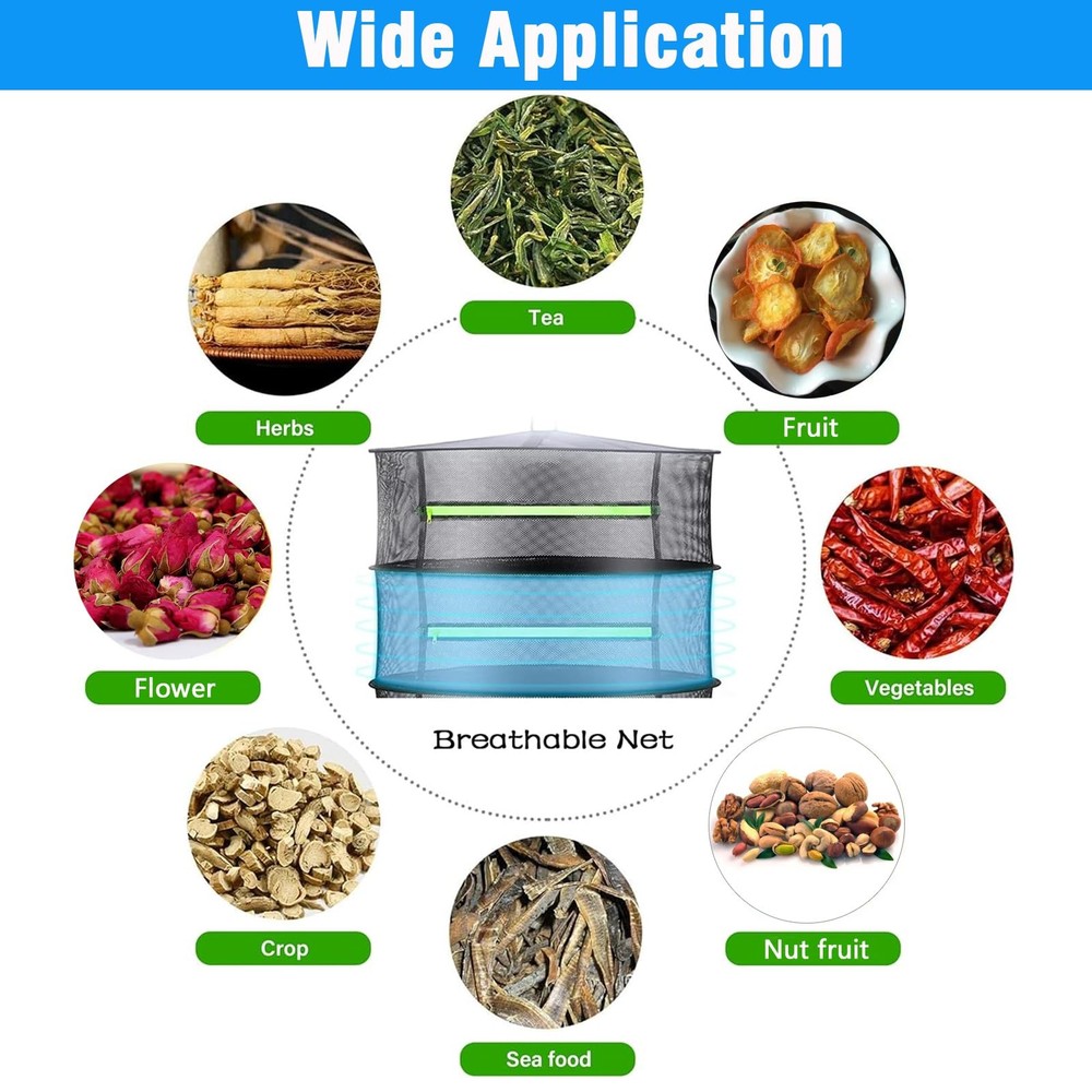 Herb Drying Rack, Breathable Mesh, 8 Layers, Black, Nylon, Polyester, Hanging...