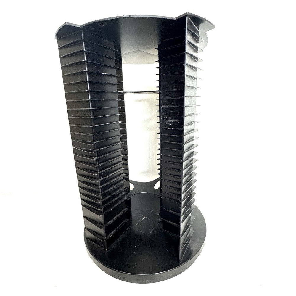 Fellowes 112 CD Disc Carousel Rotating Storage Tower Rack Black 15.5" x 11"