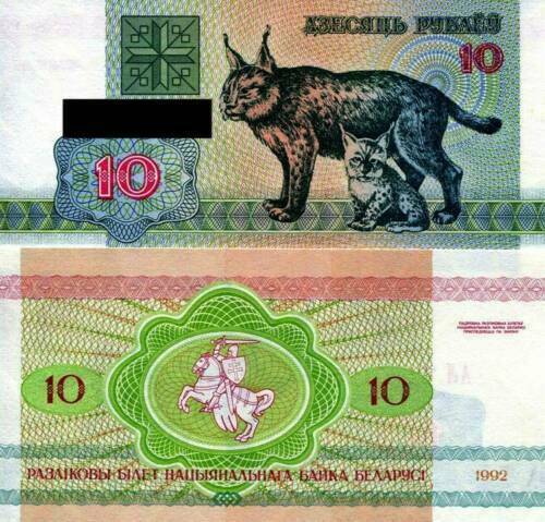 Belarus 10 Rubels 1992 Lynx banknote (UNC)