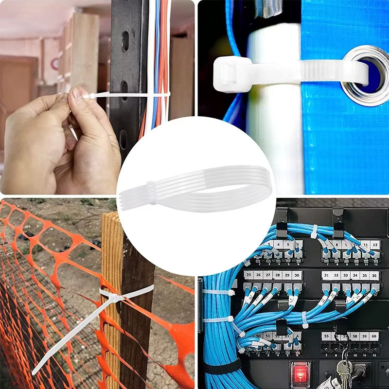 Strong nylon cable ties for bundling, fixing, self-locking, extra secure grip