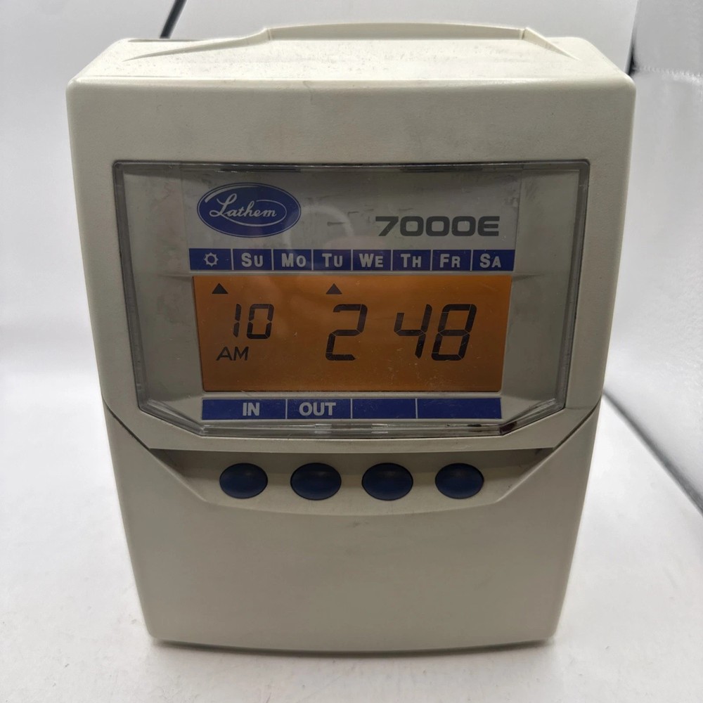 Lathem 7000E Time Clock Working No Key Wall Mount
