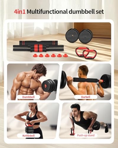 Adjustable Black 40LBS (20LBS*2) + Kettlebell Handle (1.76LBS*2)
