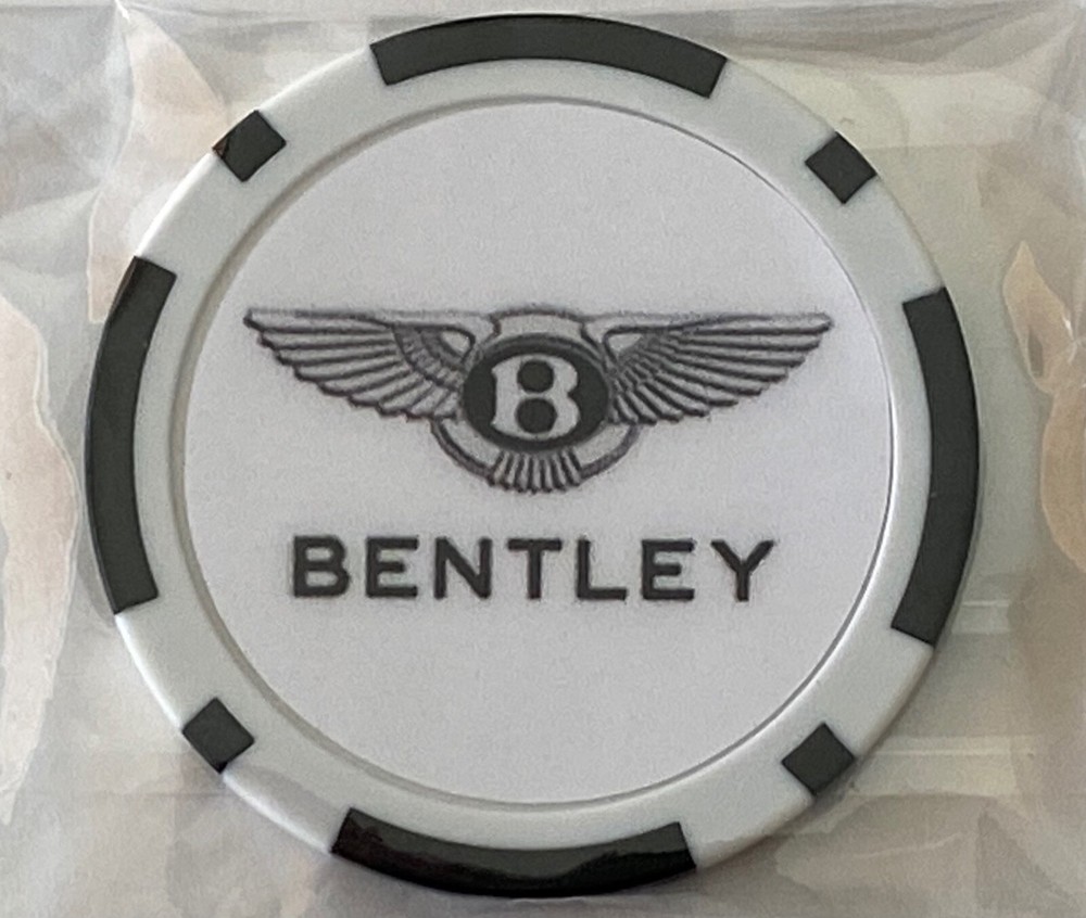 BENTLEY - White - Clay Poker Chip - Golf Ball Marker