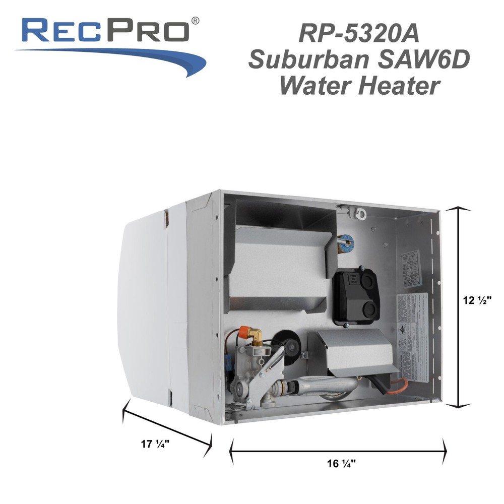 RecPro RV 6 Gallon Water Heater | 12V DC | 10K BTU