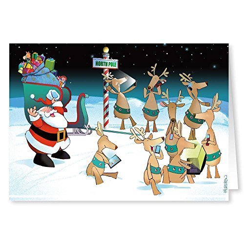 18 Funny Christmas Cards & Envelopes - Technology Distraction -  20053b