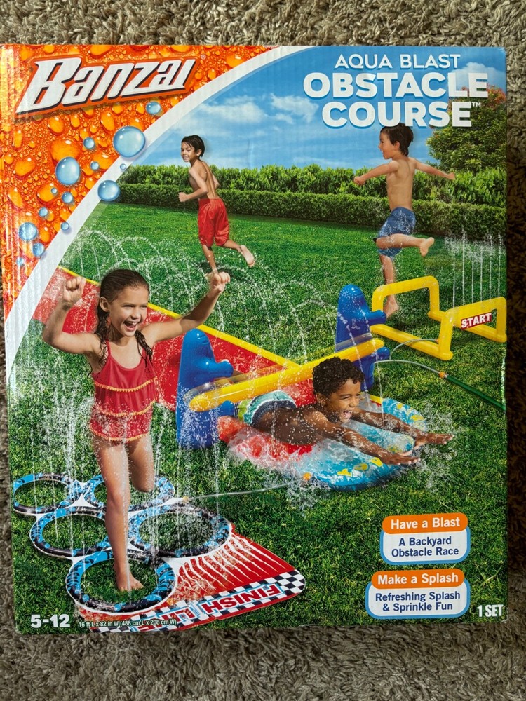 Banzai Aqua Blast Obstacle Course Water Slide New in box