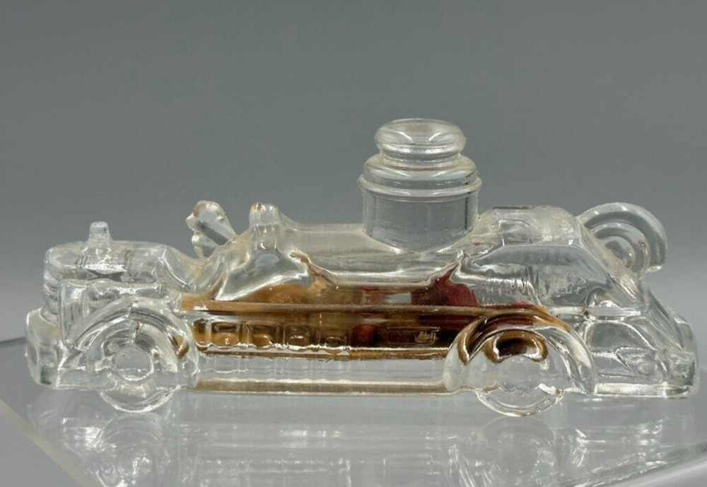 1940s Sealed FIRE ENGINE Miniature VICTORY Glass CANDY CONTAINER Vintage E&A 213
