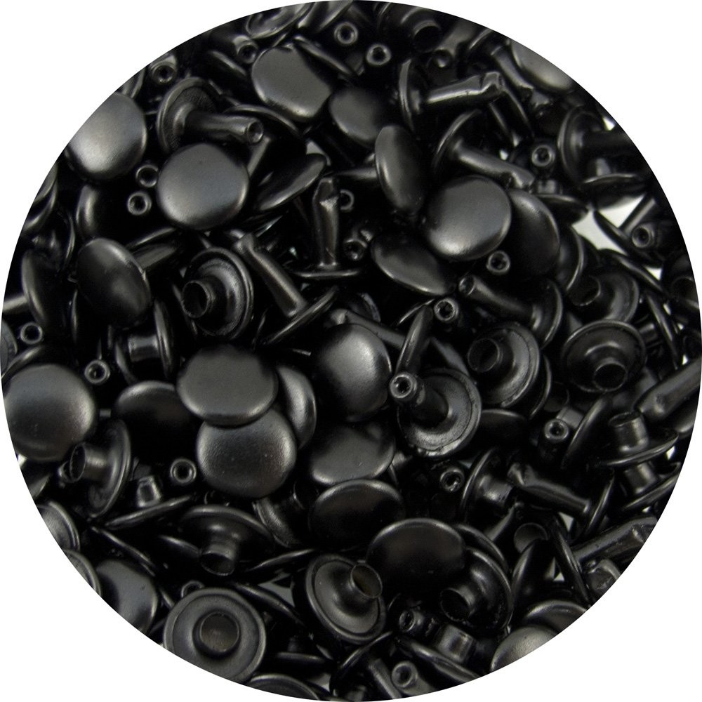 Double Cap Rivets – Black, Medium Size (9mm Caps, 8mm Posts), 100 Pack – Dura...