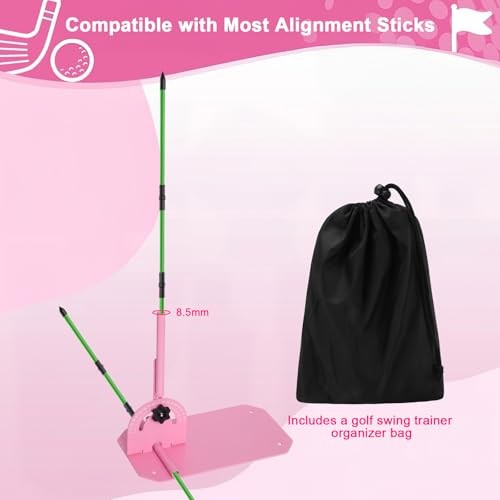 Golf Alignment Stick Holder,Professional Swing Trainer,Pink Golf Swing Plane