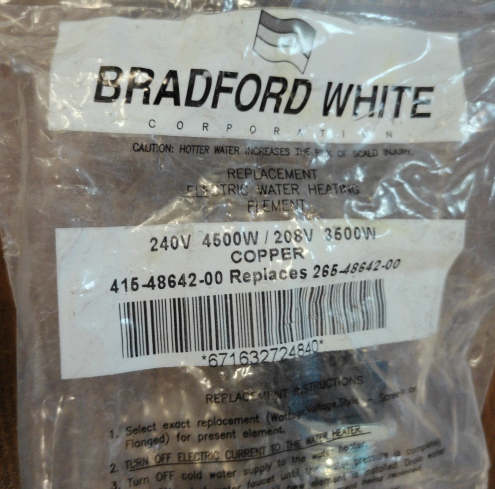 Replacement Electric Water Heating Element 415-48642-00 Replaces 265-48642-00
