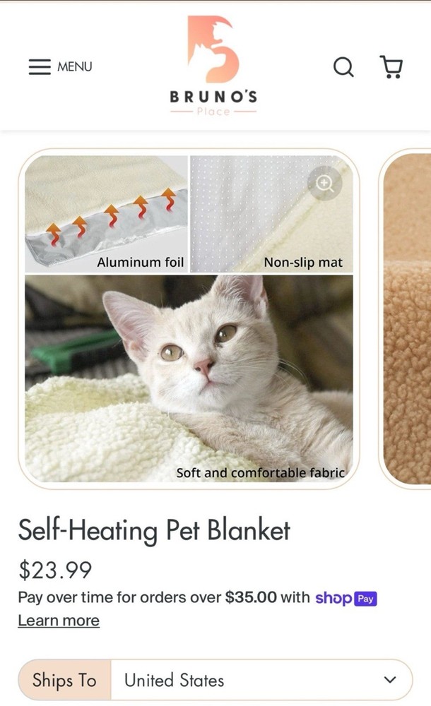 Self-Heating Pet Blanket Pad