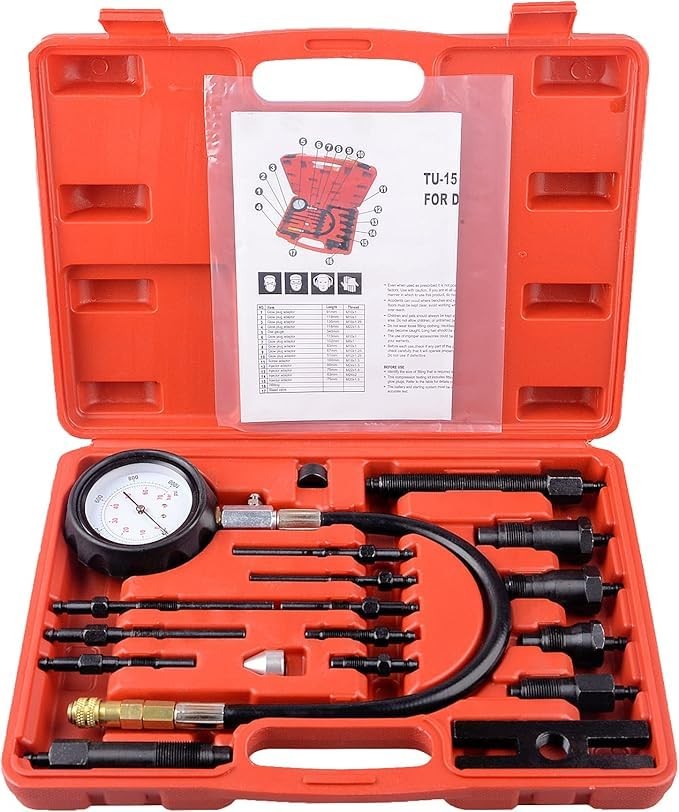 Diesel Engine Cylinder Compression Tester Pressure Test Tool Kit Direct Indirect