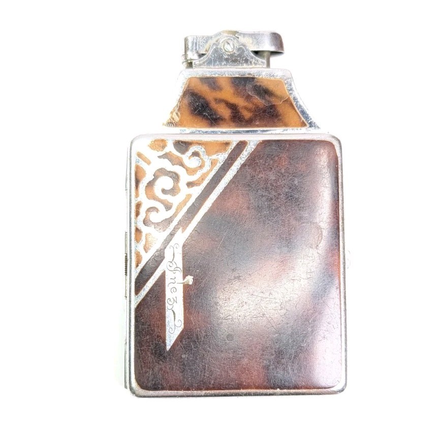 Ronson Art Deco Mastercase Cigarette Lighter Case Combo 1930s Brown Marble