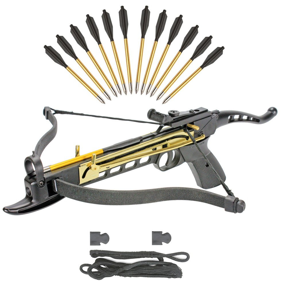 KingsArchery Crossbow Self Cocking Handheld 80 LBS 15 Aluminum Arrow + String