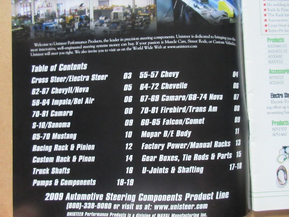 UNISTEER PERFORMANCE PRODUCTS 2009 catalog AUTOMOTIVE STEERING COMPONENTS