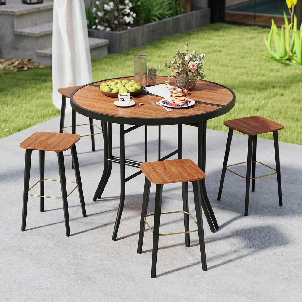 Half-Round Folding Event Table Foldable Banquet Table with Metal Frame Brown