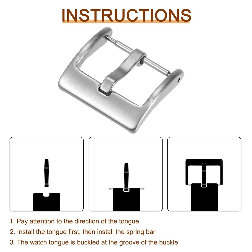 2Pcs Watch Brushed Broadside Type Buckle for 18mm Width Watch Bands