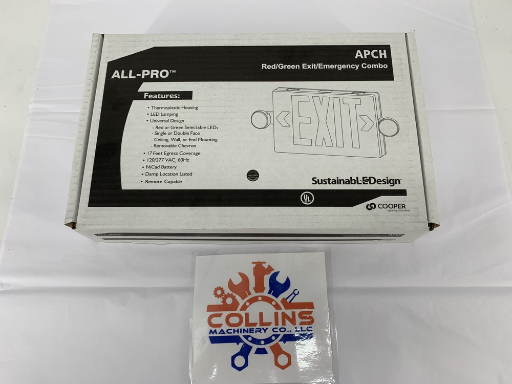 Cooper Lighting APCH7RG LED Combination Exit/Emergency Sign w/Battery Back-Up