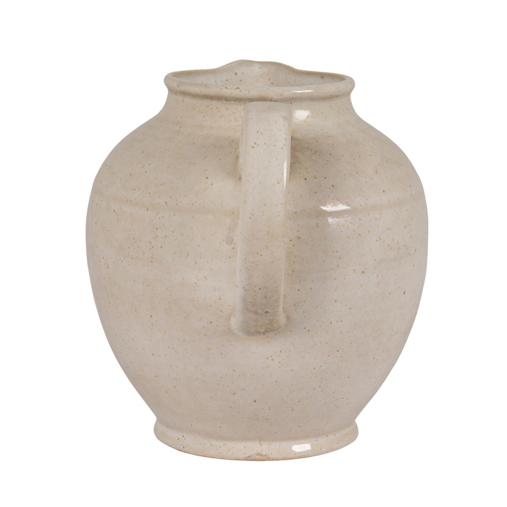 Stoneware Pitcher with Reactive Glaze, Cream