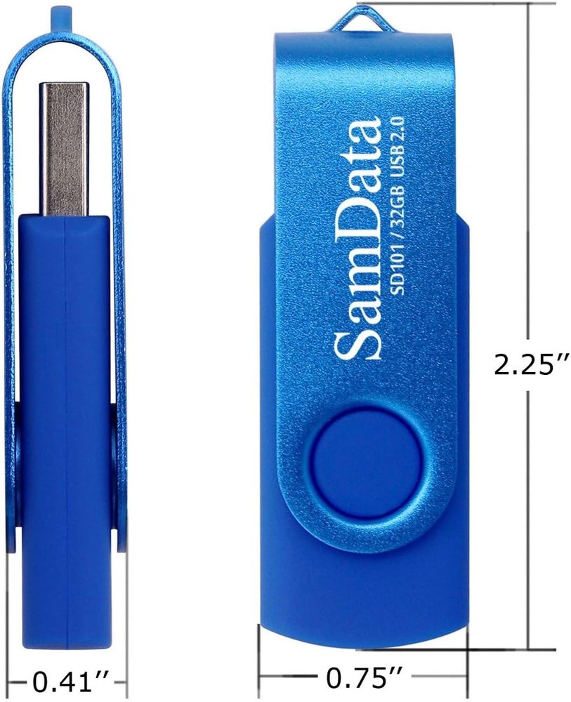 32GB USB Flash Drive 2-Pack with LED, Black & Blue, Storage & Backup