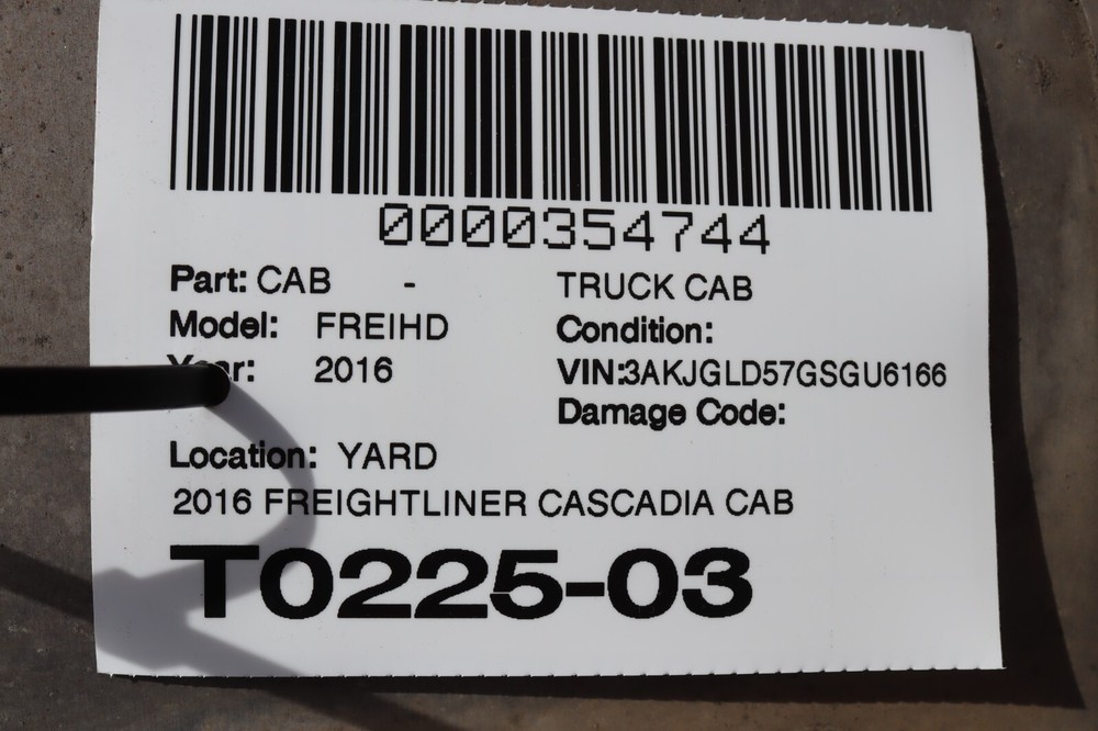 2016 FREIGHTLINER CASCADIA 125 EVOLUTION TRUCK CAB FRAME COMPLETE RED OEM