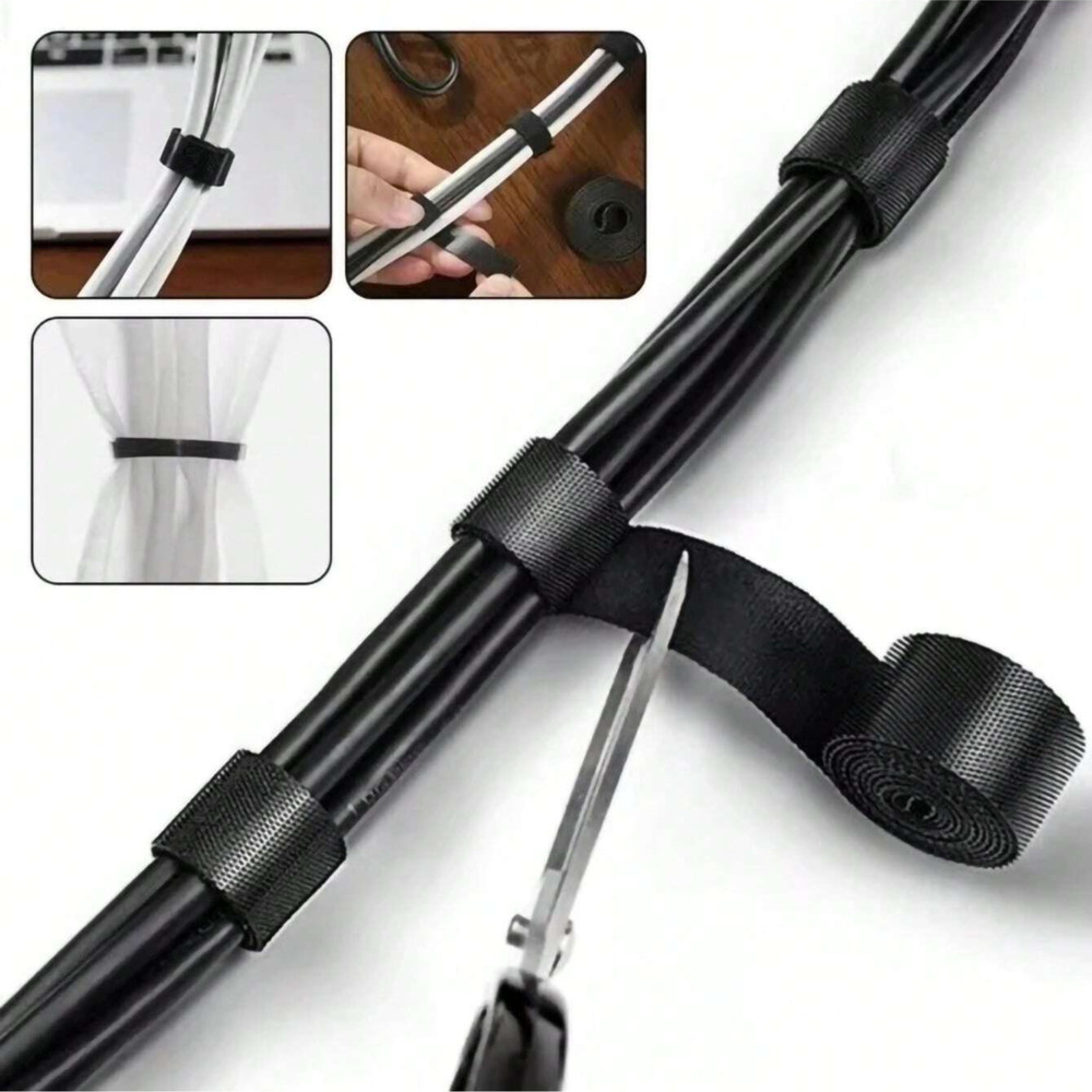 1-5m Reusable Hook and Loop Cable Tie Adjustable Cable Organizer Tape Cord Wrap