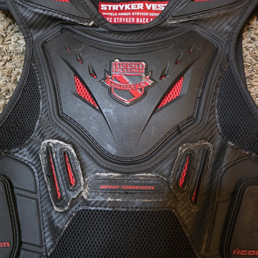 ICON Stryker Field Armor Vest S-M Motorcycle Chest Back Protector D3O