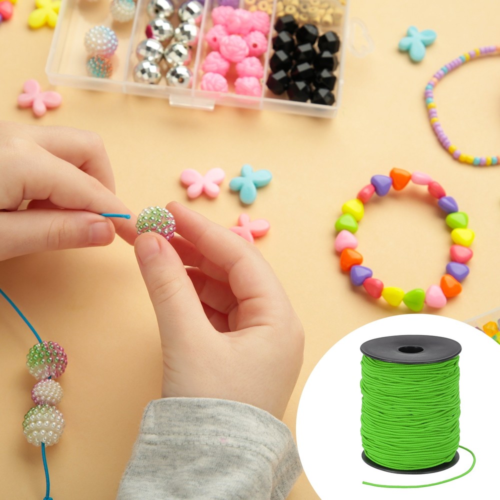 Elastic Cord, 1.5mm Stretchy Elastic String 100 Yards Green